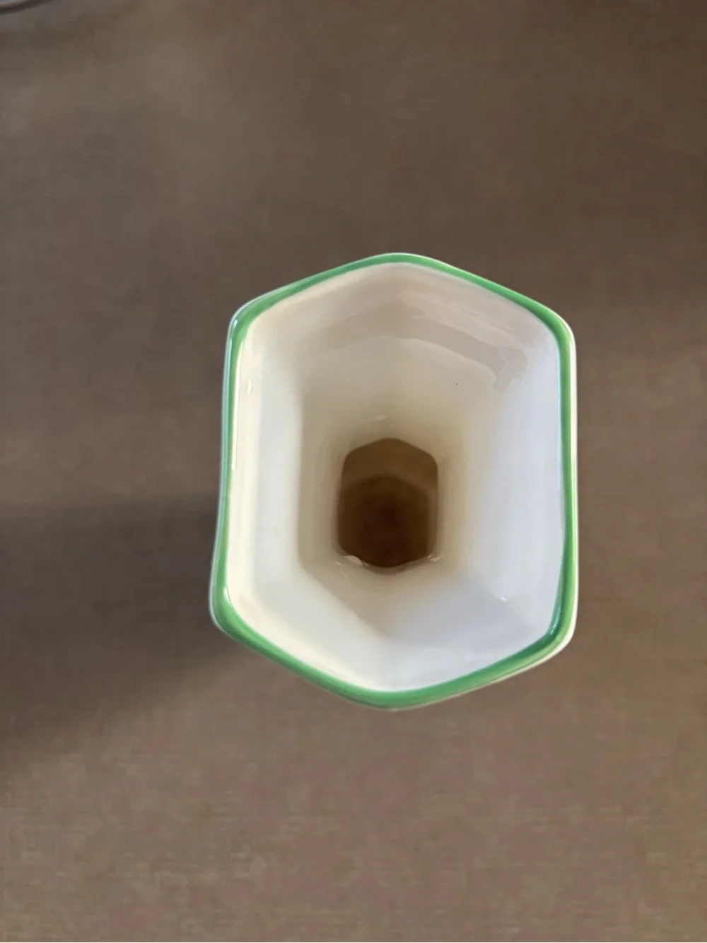 White Ceramic Bird Motif Accent Vase with Green Rim
